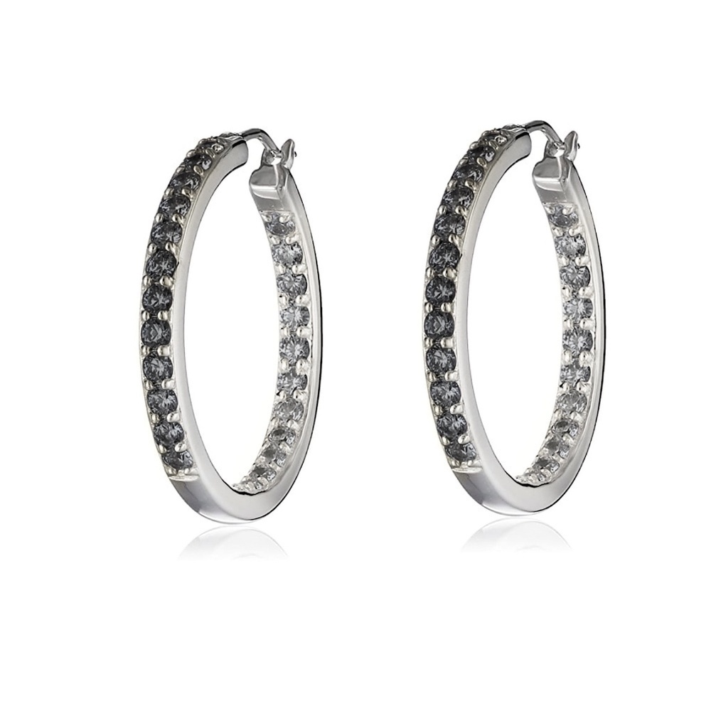 Dual Sided Swarovski Crystal Hoop Earrings - Picture 1 of 1
